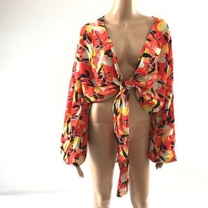 Billabong Women's Breathe Light Top Floral Red L large